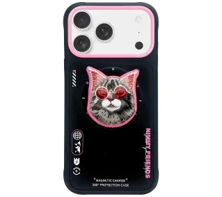 Nimmy Glasses Cool Cat MagSafe do iPhone 17 Pro Czarno-Różowy