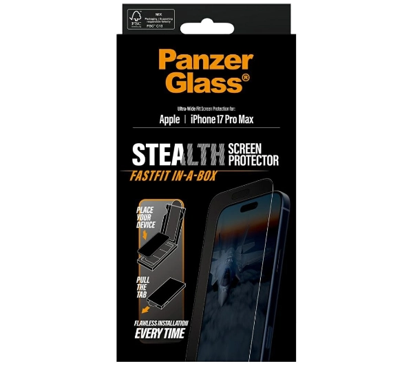 PanzerGlass Stealth Ultra-Wide Fit Fastfit do iPhone 17 Pro Max