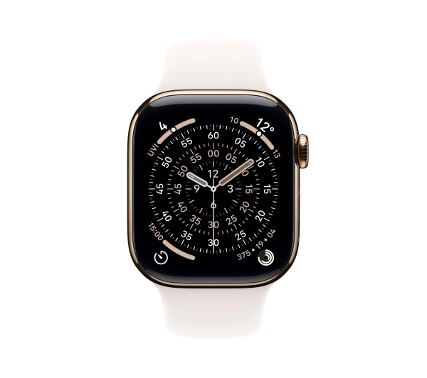 Apple Watch Series 11 GPS + Cellular 42mm Tytan Złoty Pasek sportowy Łagodny róż S/M - Kup na Raty - RRSO 0%