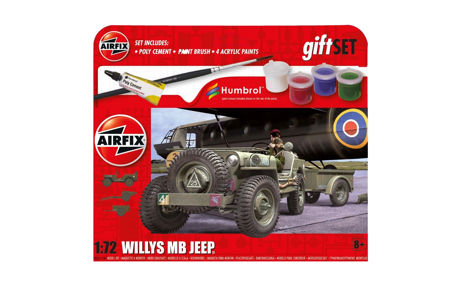 Model do sklejania Airfix A55117A Gift Set Samochód Willys MB Jeep Skala 1:72