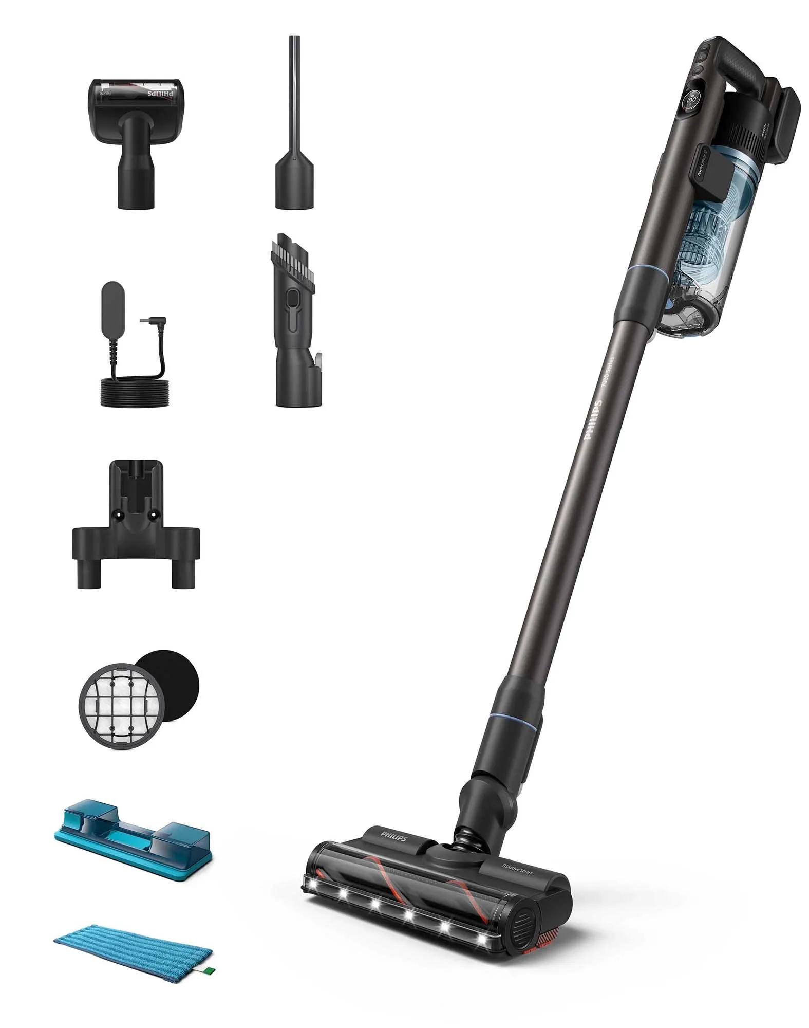 Odkurzacz Philips 7000 Aqua XC7163/01 80min Funkcja mycia Wymienny akumulator Mini elektroszczotka