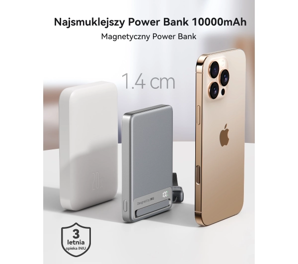 INIU P76-P1-WT MagPro Ultra Slim 10000mAh 15W Srebrny