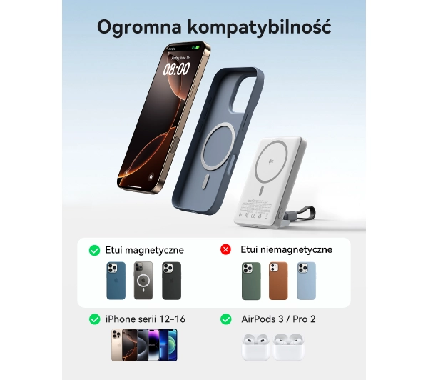 INIU P76-P1-WT MagPro Ultra Slim 10000mAh 15W Srebrny