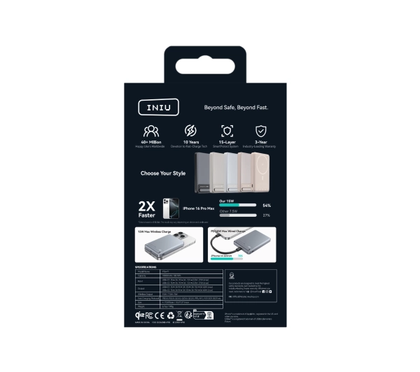INIU P76-P1-WT MagPro Ultra Slim 10000mAh 15W Srebrny