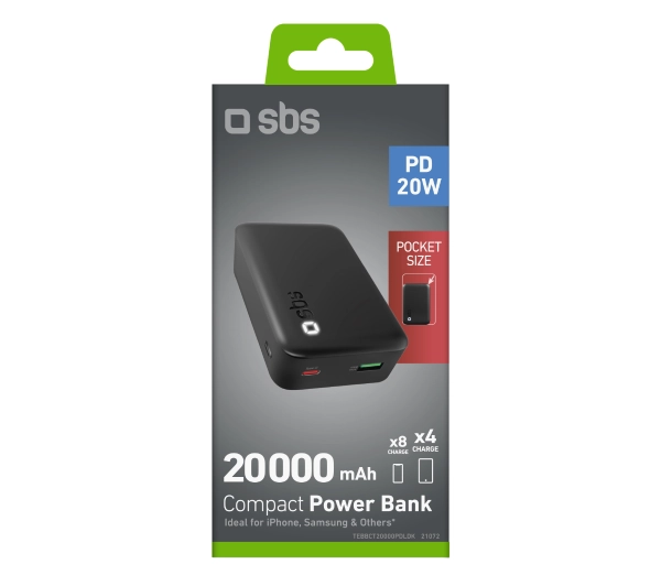 SBS TEBBCT20000PDLDK Compact 20000mAh PD 20W Czarny