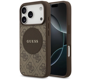 Guess 4G Circle Classic Logo MagSafe do iPhone 17 Pro Brązowy
