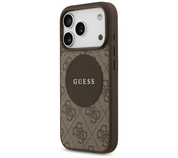 Guess 4G Circle Classic Logo MagSafe do iPhone 17 Pro Brązowy