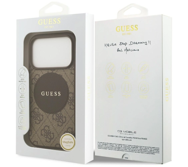 Guess 4G Circle Classic Logo MagSafe do iPhone 17 Pro Brązowy