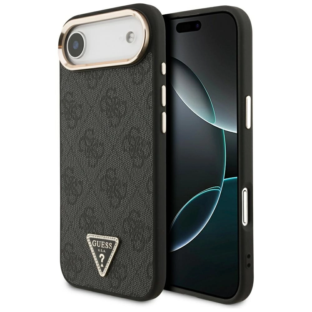 Etui Guess 4G Triangle Logo MagSafe do iPhone Air Czarny srebrny
