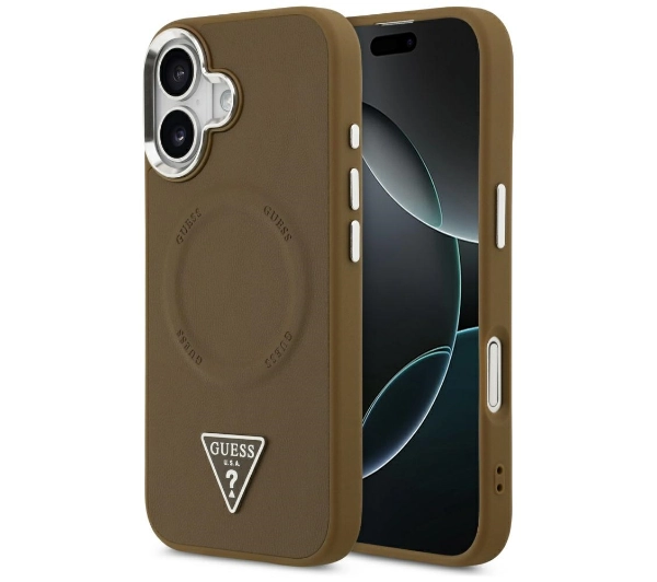 Guess Triangle Logo MagSafe do iPhone 17 brązowy
