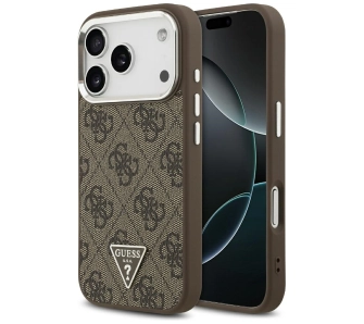 Etui Guess 4G Triangle Logo MagSafe do iPhone 17 Pro brązowy srebrny