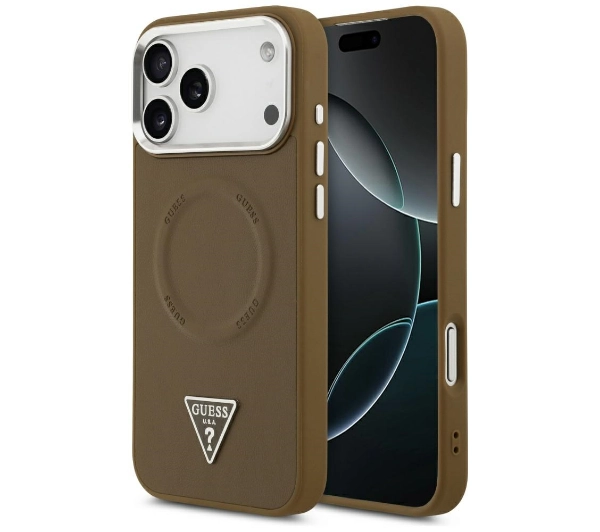 Guess Triangle Logo MagSafe do iPhone 17 Pro brązowy