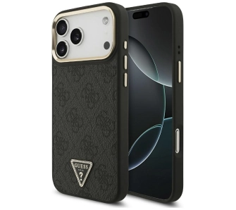 Etui Guess 4G Triangle Logo MagSafe do iPhone 17 Pro Max czarny złoty