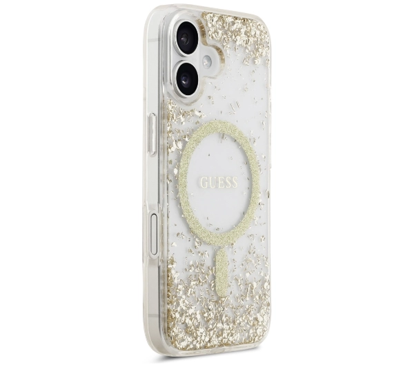 Guess Resin Bottom Glitter MagSafe do iPhone 17 złoty