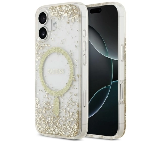 Guess Resin Bottom Glitter MagSafe do iPhone 17 złoty