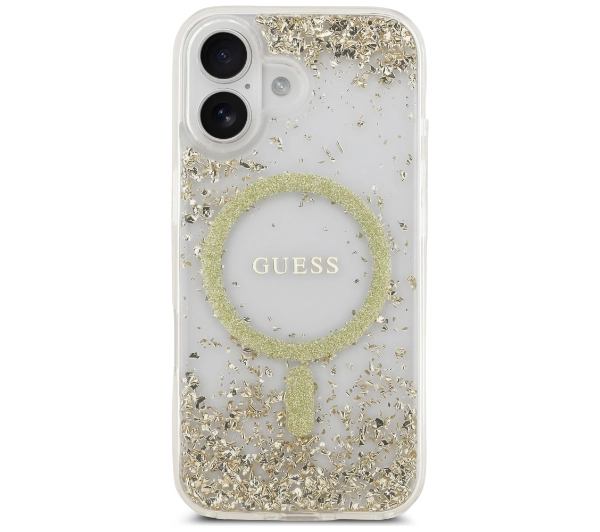 Guess Resin Bottom Glitter MagSafe do iPhone 17 złoty