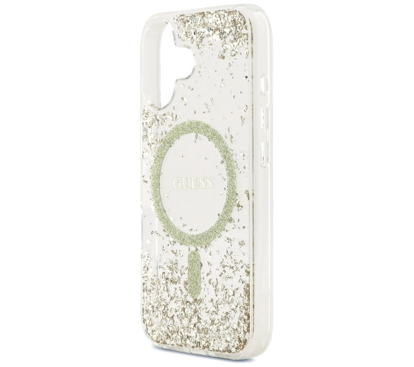 Guess Resin Bottom Glitter MagSafe do iPhone 17 złoty