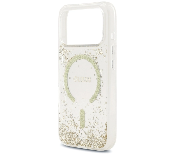 Guess Resin Bottom Glitter MagSafe do iPhone 17 Pro złoty
