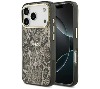 Guess Python Pattern MagSafe do iPhone 17 Pro brązowy