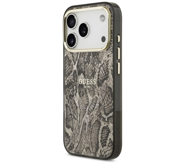 Guess Python Pattern MagSafe do iPhone 17 Pro brązowy