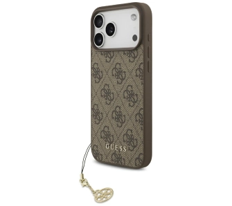 Etui Guess 4G Charms Collection MagSafe do iPhone 17 Pro Max Brązowy