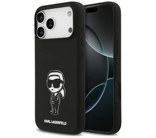 Karl Lagerfeld Silicone Karl Sketch & Logo MagSafe do iPhone 17 Pro Max Czarny