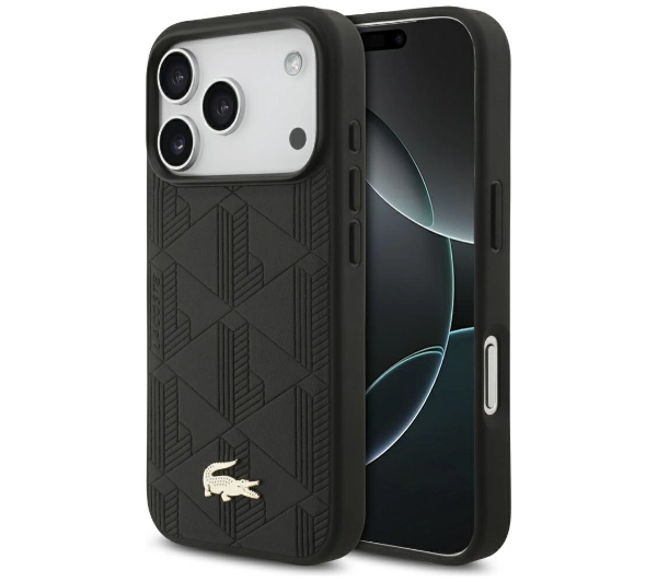 Lacoste Nomograme Gold Logo MagSafe do iPhone 17 Pro czarny