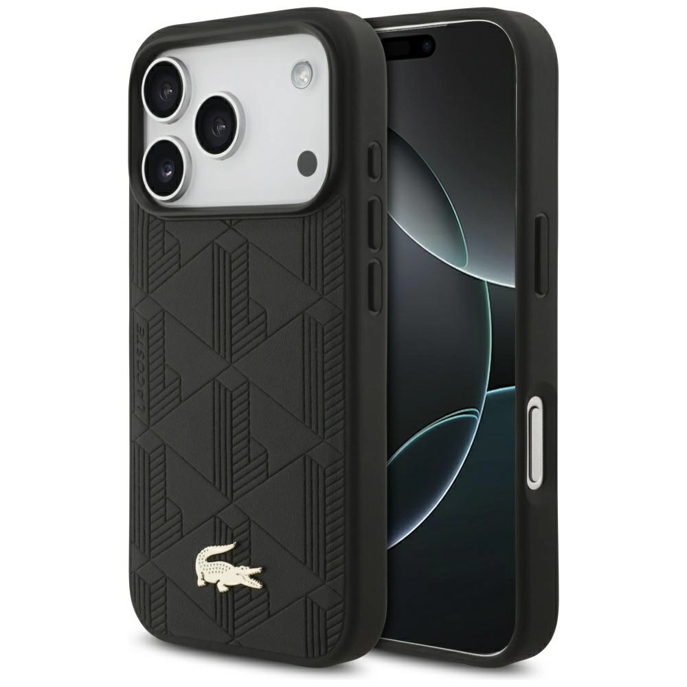 Etui Lacoste Nomograme Gold Logo MagSafe do iPhone 17 Pro czarny
