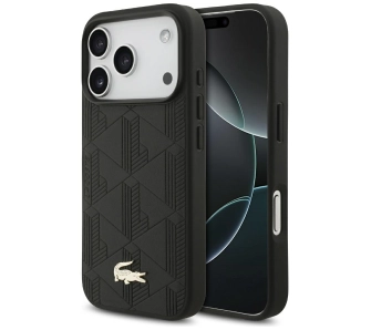 Etui Lacoste Nomograme Gold Logo MagSafe do iPhone 17 Pro czarny