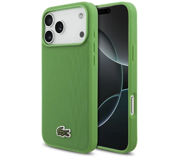 Lacoste Iconic Petit Pique Woven Logo MagSafe do iPhone 17 Pro Max zielony
