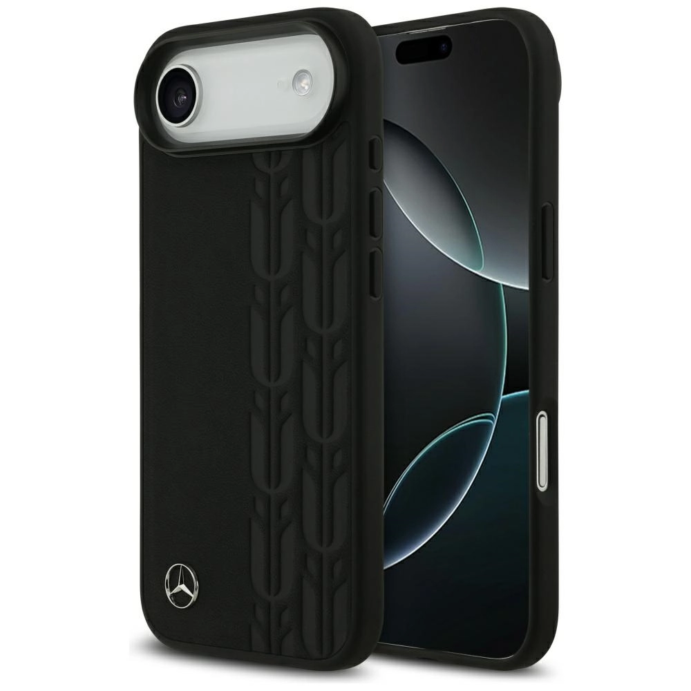 Etui Mercedes-Benz Leather Laurel Leaves MagSafe do iPhone Air czarny
