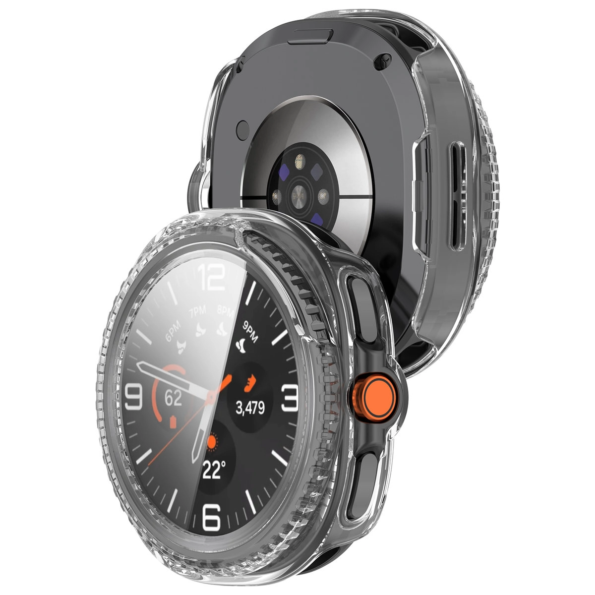 Nakładka na tarczę Bizon ze szkłem do Samsung Galaxy Watch 8 Classic 46 mm przezroczysty