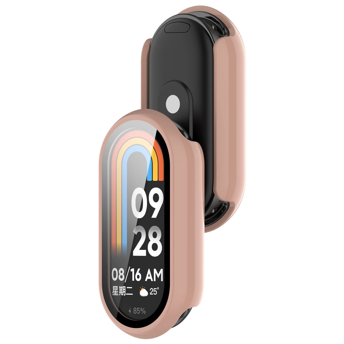 Nakładka na tarczę Bizon ze szkłem do Xiaomi Smart Band 10 różowy