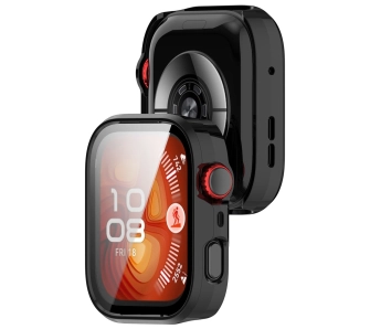 Nakładka na tarczę Bizon ze szkłem do Huawei Watch Fit 4 Pro czarny