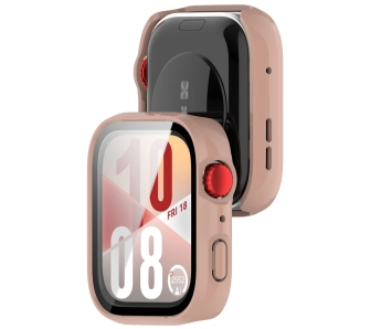 Nakładka na tarczę Bizon ze szkłem do Huawei Watch Fit 4 różowy