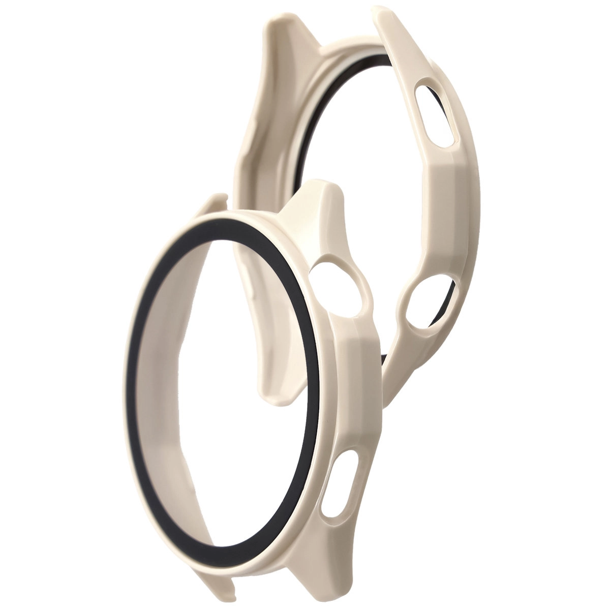 Nakładka na tarczę Bizon ze szkłem do Huawei Watch GT6 46 mm beżowy