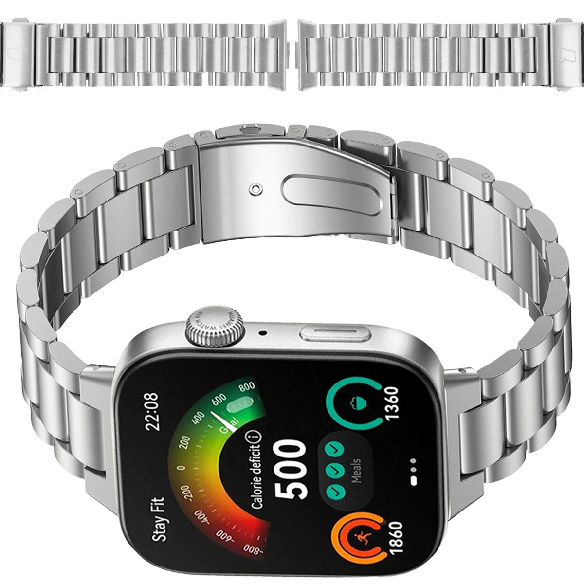 Bransoleta Bizon ze stali nierdzewnej Aura do Huawei Watch Fit 4 / Huawei Watch Fit 4 Pro / Huawei Watch Fit 3 srebrny