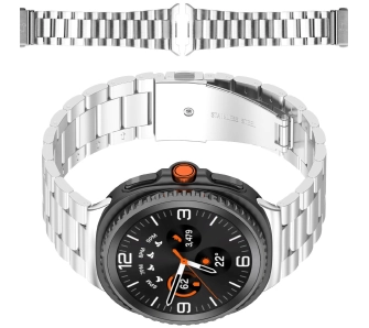 Bransoleta Bizon ze stali nierdzewnej Aura do Galaxy Watch 8 40/44mm Galaxy Watch 8 Classic 46mm Srebrny