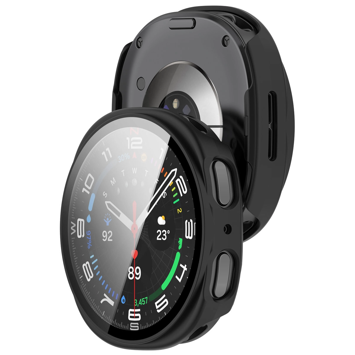 Nakładka na tarczę Bizon ze szkłem do Samsung Galaxy Watch 8 44 mm czarny