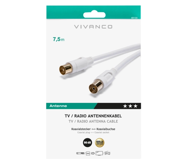 Vivanco 48130 7,5m Biały
