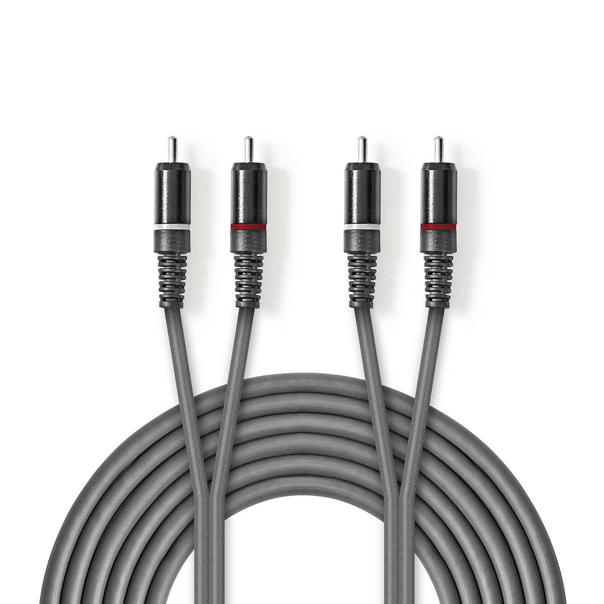 Kabel audio Nedis COTH24200GY15 2x RCA 1,5m Srebrny