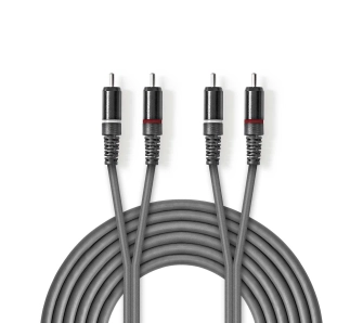 Kabel  audio Nedis COTH24200GY15 2x RCA 1,5m Srebrny