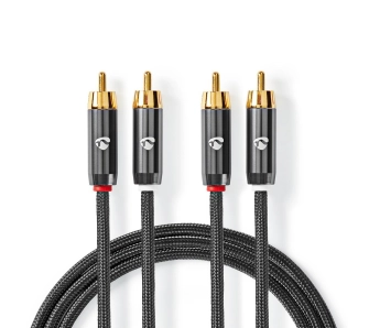 Kabel audio Nedis CATB24200GY50 ProfiGold 2x RCA 5m Srebrny