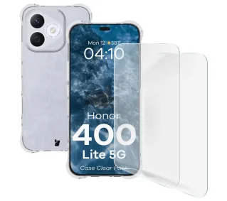Bizon elastyczne etui Salpa + 2x szkło hartowane Clear Pack do Honor 400 Lite 5G
