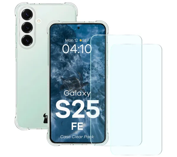 Bizon elastyczne etui Salpa + 2x szkło hartowane Clear Pack do Samsung Galaxy S25 FE