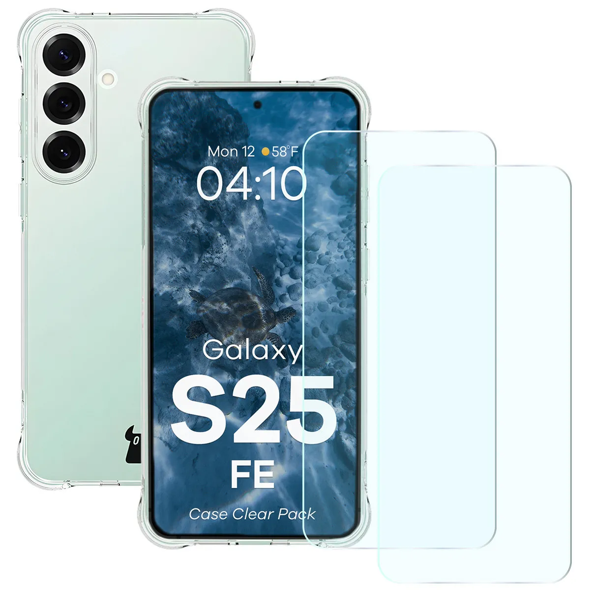 Zestaw ochronny Bizon elastyczne etui Salpa + 2x szkło hartowane Clear Pack do Samsung Galaxy S25 FE