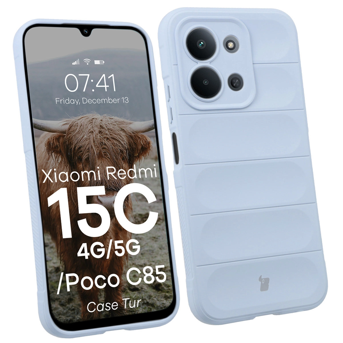 Etui Bizon Pancerne Tur do Xiaomi Redmi 15C 4G / 5G / POCO C85 4G Jasnoniebieski