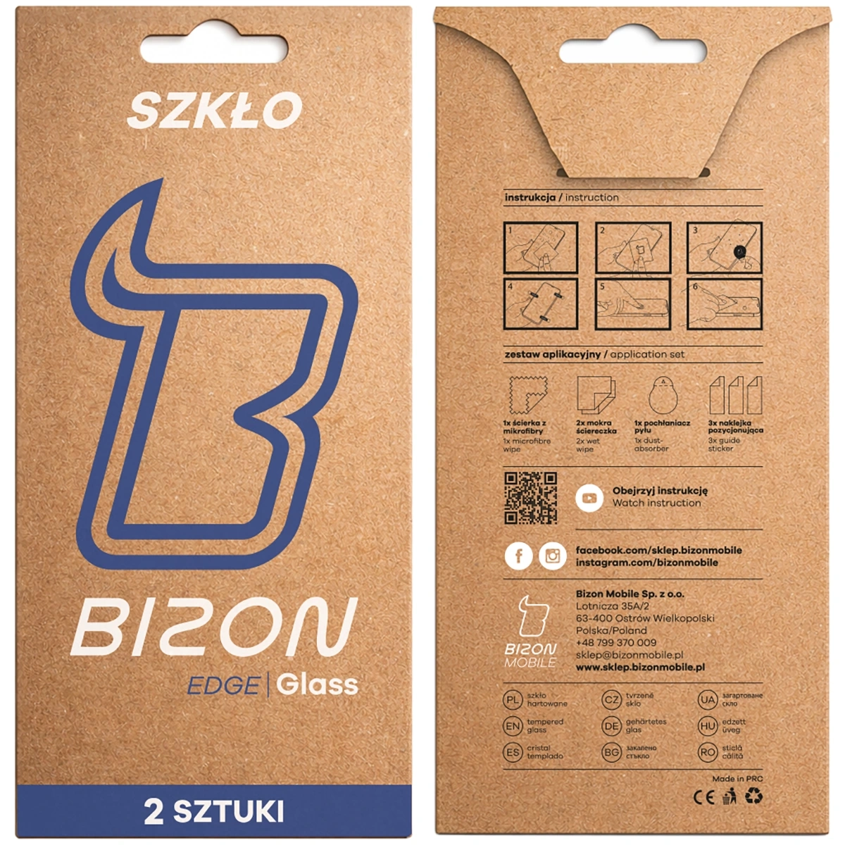 Szkło hartowane Bizon Edge Duo do iPhone 16e / 14 / 13 Pro / 13 / 17e