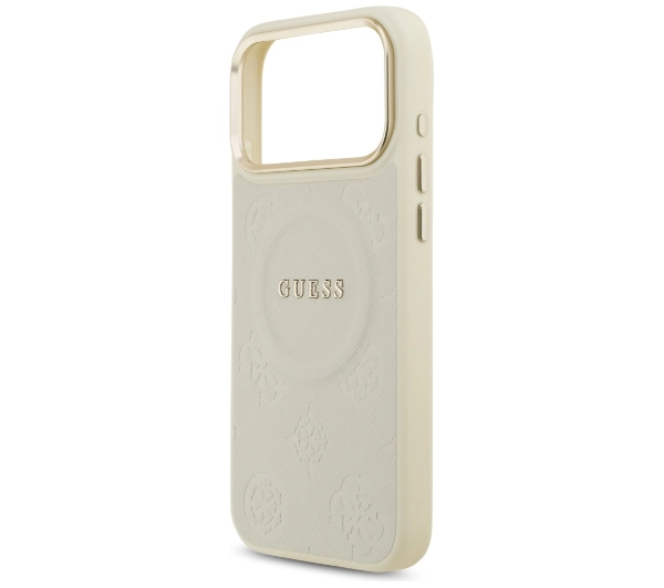 Guess Peony Hot Stamp MagSafe do iPhone 17 Pro Max Beżowy