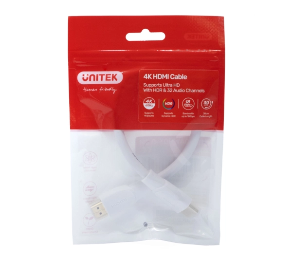Unitek HDMI 2.0 4K 0,3m Biały